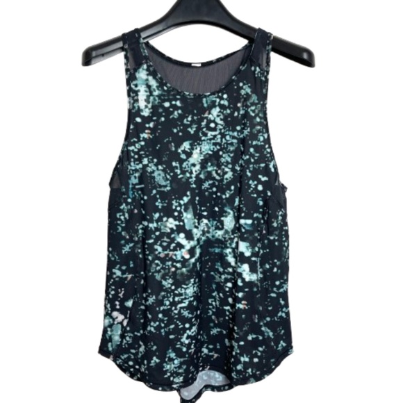 Lululemon Racerback Tank Top - Black & Teal Abstract Print - Picture 1 of 5
